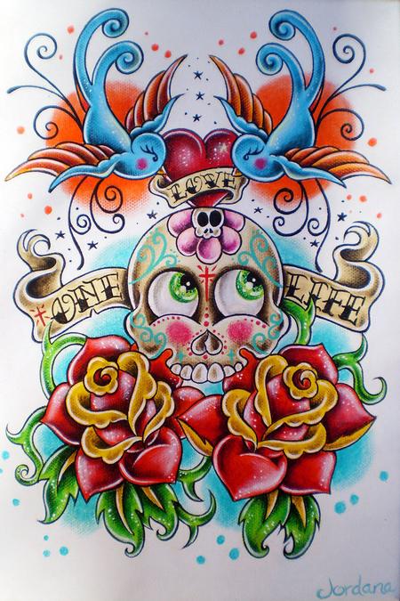 Tattoos - Skull and Sparrows Original Art - 62853