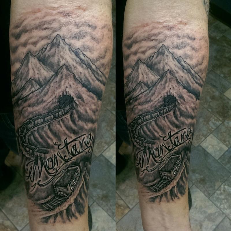 montana train mountain pass by cameron scott tattoonow montana train mountain pass by cameron scott tattoonow
