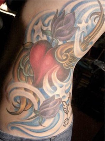 Tattoos Obie Hughes Heart with Wings Rib Tattoo