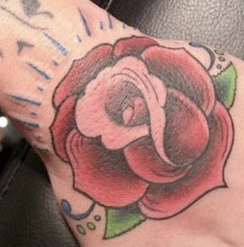 Tattoos - Obie Hughes - Rose Hand Tattoo
