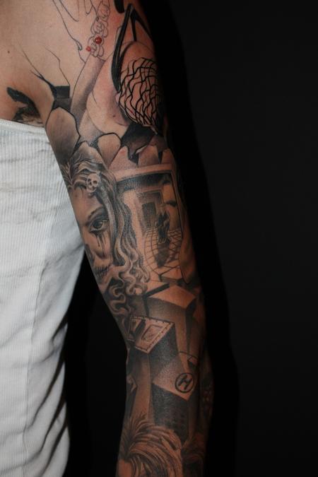 Tattoos Dennis Wehler Horror chiks gangster sleeve