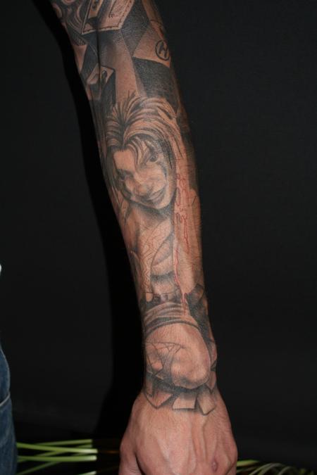 Tattoos Dennis Wehler Horror chicks clowns gangster sleeve