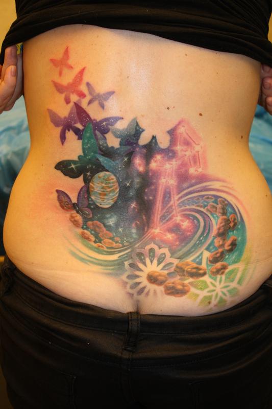 cover up old tribal on lower back by dennis wehler tattoonow cover up old tribal on lower back by dennis wehler tattoonow