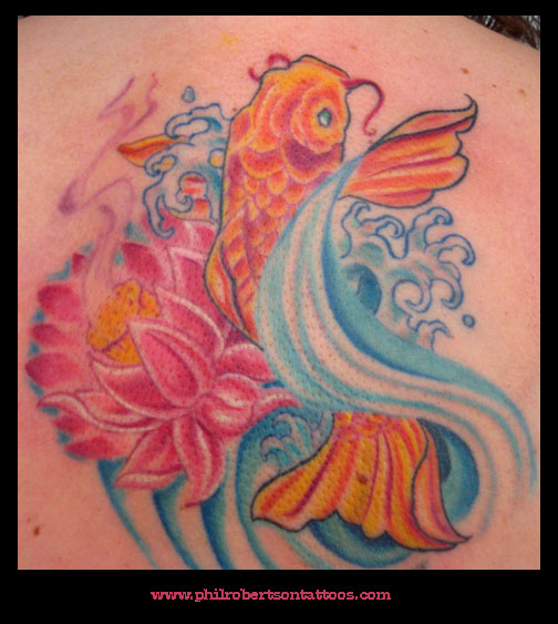 Looking for unique  Tattoos? Flower and koi