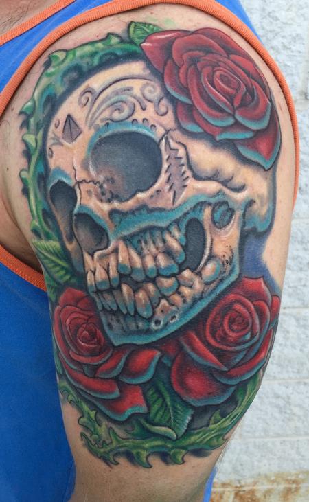 Greatful dead skull and roses Tattoo Design Thumbnail