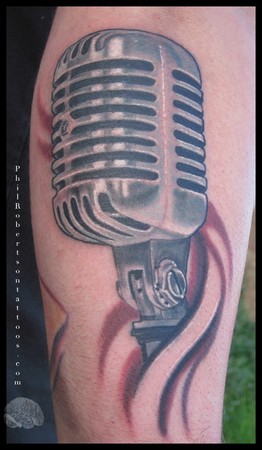 Looking for unique Phil Robertson Tattoos?  Old microphone color tattoo