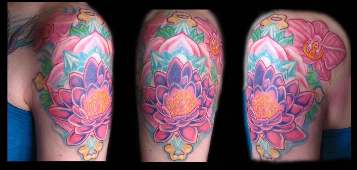 Lotus cover up.. by Phil Robertson Tattoos