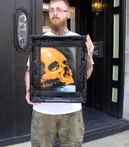 Tattoos - 11x14 skull oil painting - 68151