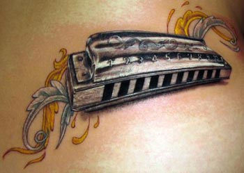 Stefano Alcantara - Harmonica tattoo