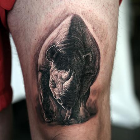 Stefano Alcantara - Rhino tattoo