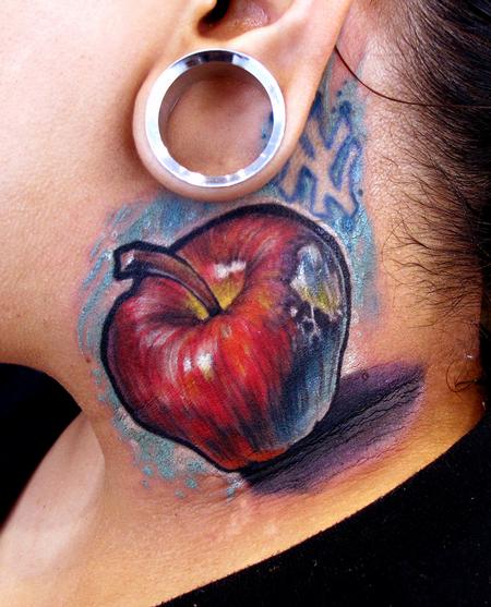 Stefano Alcantara - Apple neck tattoo