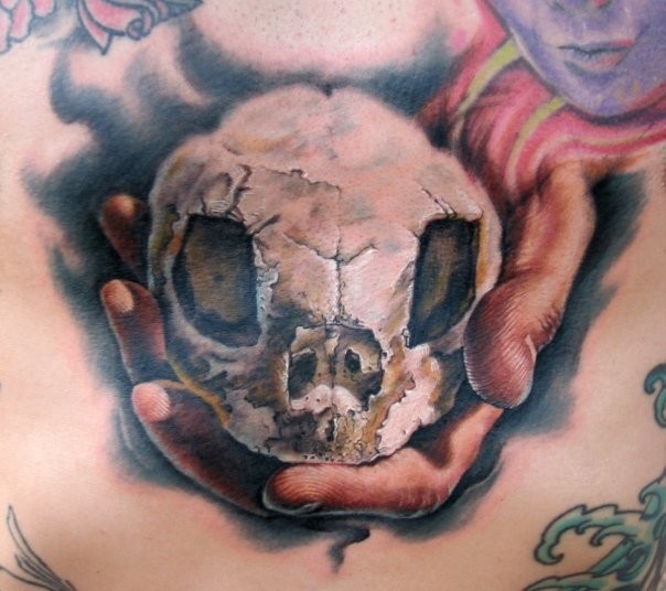 Stefano Alcantara - Skull tattoo