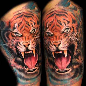 tiger tattoo art. freehand tiger tattoo, very