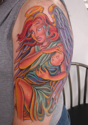 Tattoos - Angel protecting her Baby - 11724