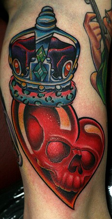 Tattoos - skull heart with crown - 37902
