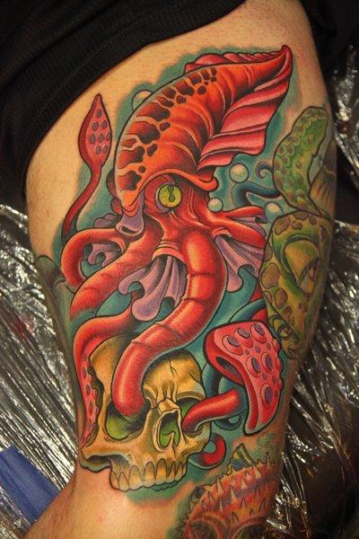 Tattoos - Skull and Squid Tattoo - 65895