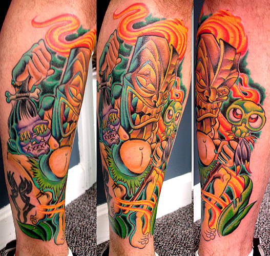 Tattoos - nick tiki leg - 7837