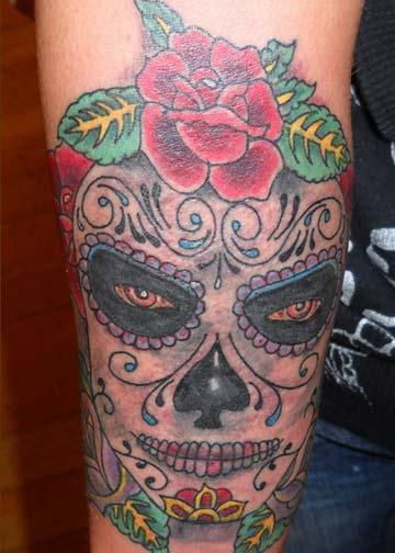 half tattoo sleeves for girls. Tattoos. Tattoos Half-Sleeve. Day of the Dead girl tattoo