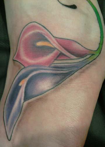 Cala lily tattoo of foot
