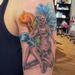 Tattoos - Pin up girl sitting on a blowdryer with cala lilies - 73969