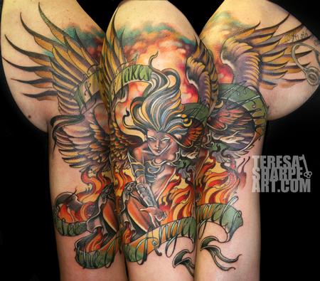 Teresa Sharpe - Fire Angel Half Sleeve