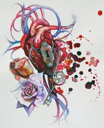 Roses, Heart, Lock and Key