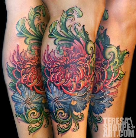 Chrysanthemum Filigree Tattoo done on tour