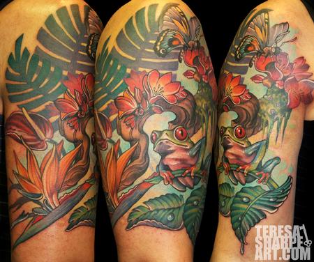 Teresa Sharpe - Tree Frog and Rainforest Tattoo