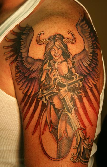 gothic angel tattoo