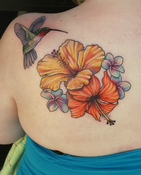 Teresa Sharpe Humming Bird and Hibiscus