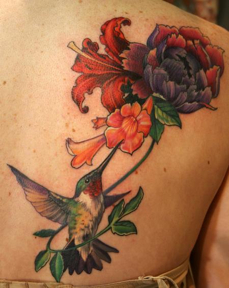 Teresa Sharpe - Humming Bird and Trumpet Vine Tattoo