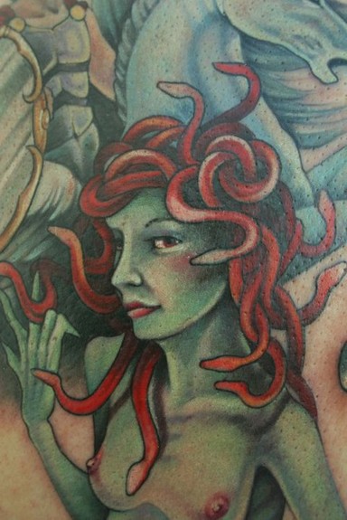 Tattoos Teresa Sharpe detail of medusa click to view large image