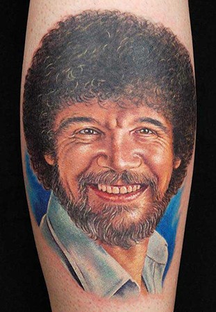 rick ross tattoos. happy little Bob Ross Tattoo