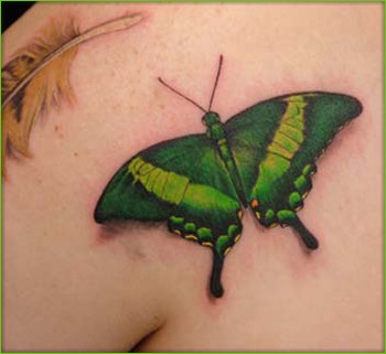 Green Butterfly Tattoo by Shane ONeill (email)