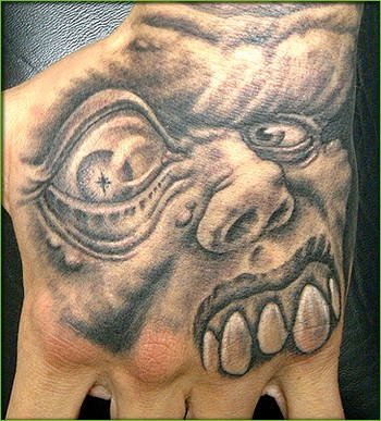 Demon on Hand Tattoo by Shane ONeill email 