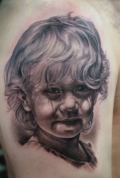 Shane ONeill - black and gray portrait of little girl