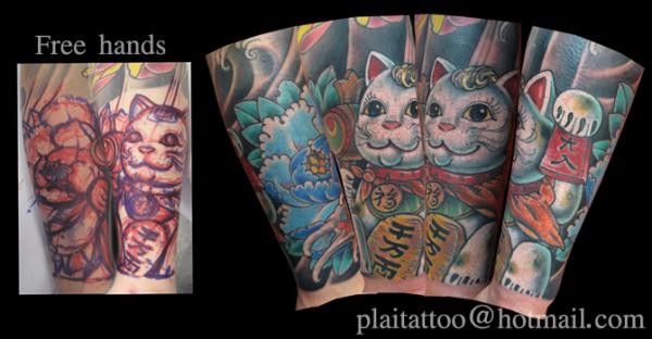 Tattoos - Tong - Freehand Kitty Tattoo