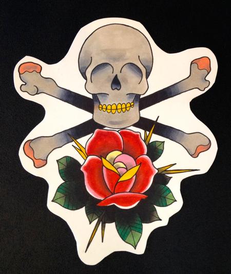 Tattoos - Rose Skull & Cross Bones - 94738