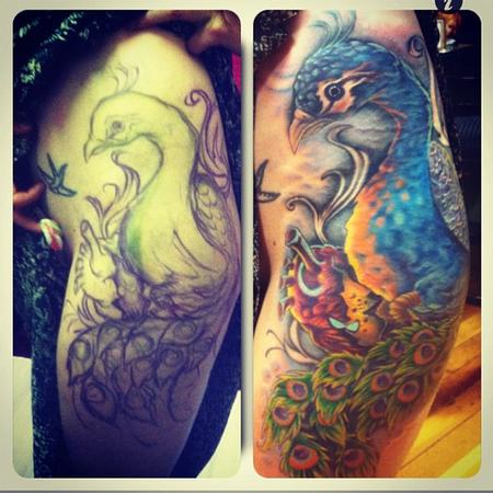 Tattoos - freehand peacock - 71802