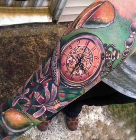 Tattoos - pocket watch and lemon blossoms - 75986