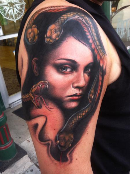 Tattoos - custom girl with snakes - 74346