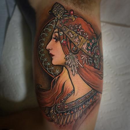 Tattoos - Mucha on inside of the arm - 99247