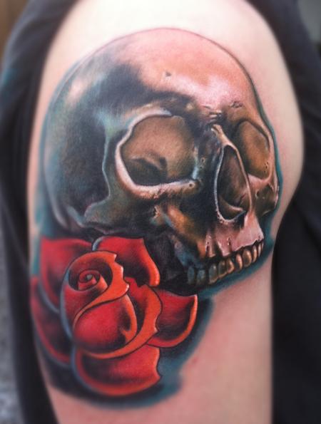 Tattoos - skull and flower by johnny smith - 68425