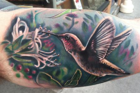 Tattoos - hummingbird and honeysuckle - 79661