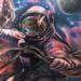 astronaut watching earth explode Tattoo Design Thumbnail