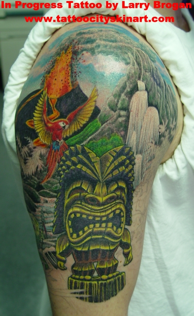 Larry Brogan - Tiki jungle half sleeve