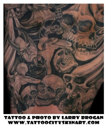   Tattoos on Paradise Tattoo Gathering   Tattoos   Skull   Demon Sleeve Part 1