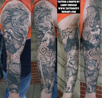 Wizard Tattoos on Paradise Tattoo Gathering   Tattoos   Larry Brogan   Midevil Sleeve
