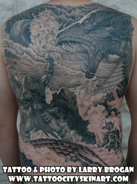 Larry Brogan - Thor vs the Midguard Serpent Backpiece