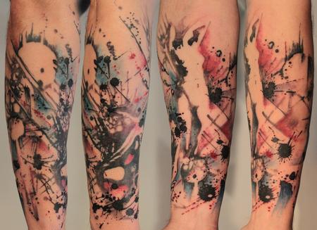 Tattoos Gene Coffey Abstract Lady Splatter Tattoo Half Sleeve
